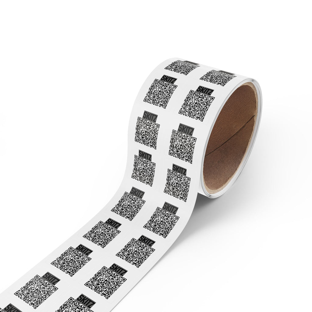 Square QR Sticker Labels Roll — 'SKITZ' Branding QR Code Adhesive Labels