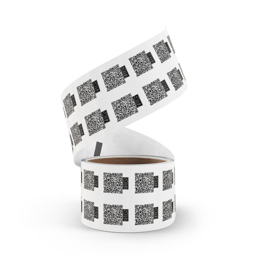 Square QR Sticker Labels Roll — 'SKITZ' Branding QR Code Adhesive Labels