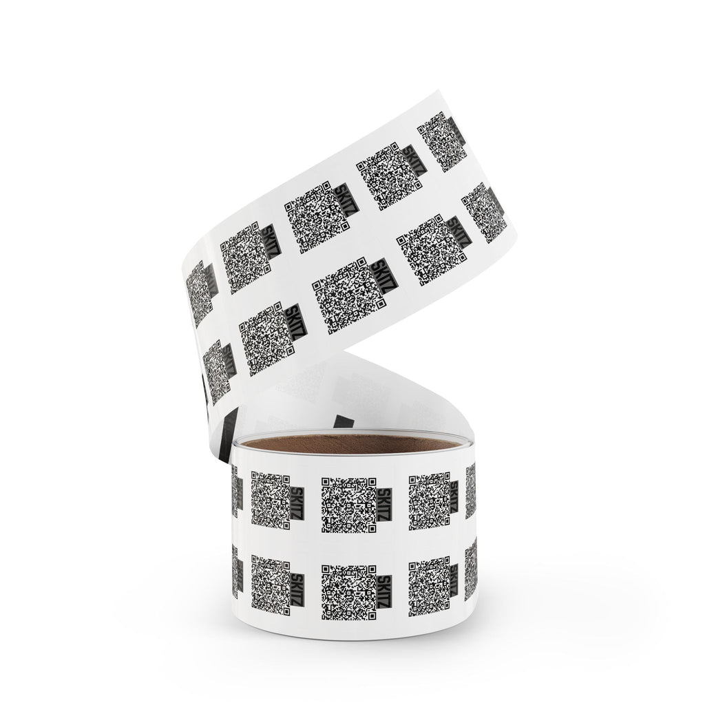 Square QR Sticker Labels Roll — 'SKITZ' Branding QR Code Adhesive Labels