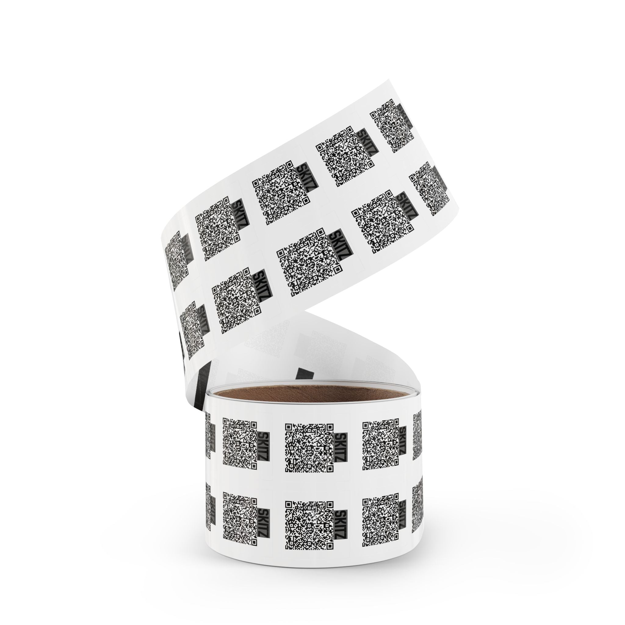 Square QR Sticker Labels Roll — 'SKITZ' Branding QR Code Adhesive Labels