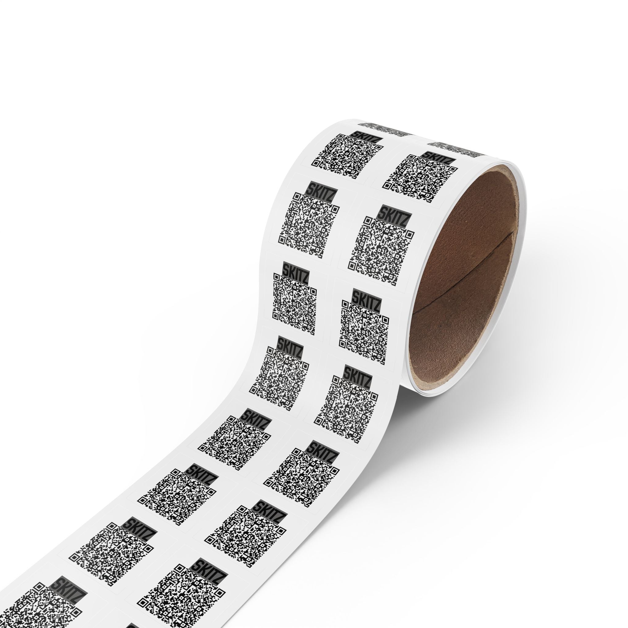 Square QR Sticker Labels Roll — 'SKITZ' Branding QR Code Adhesive Labels