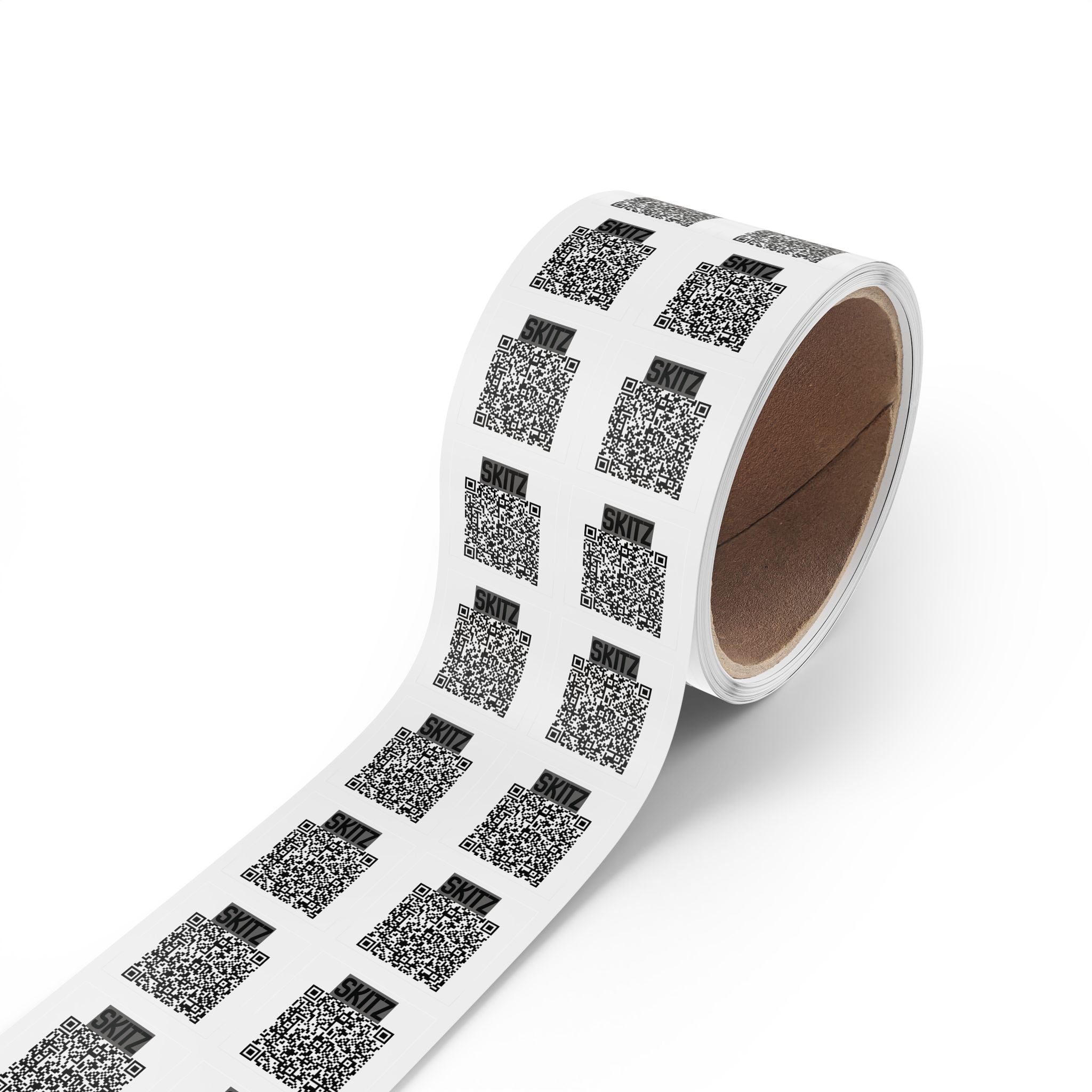 Square QR Sticker Labels Roll — 'SKITZ' Branding QR Code Adhesive Labels