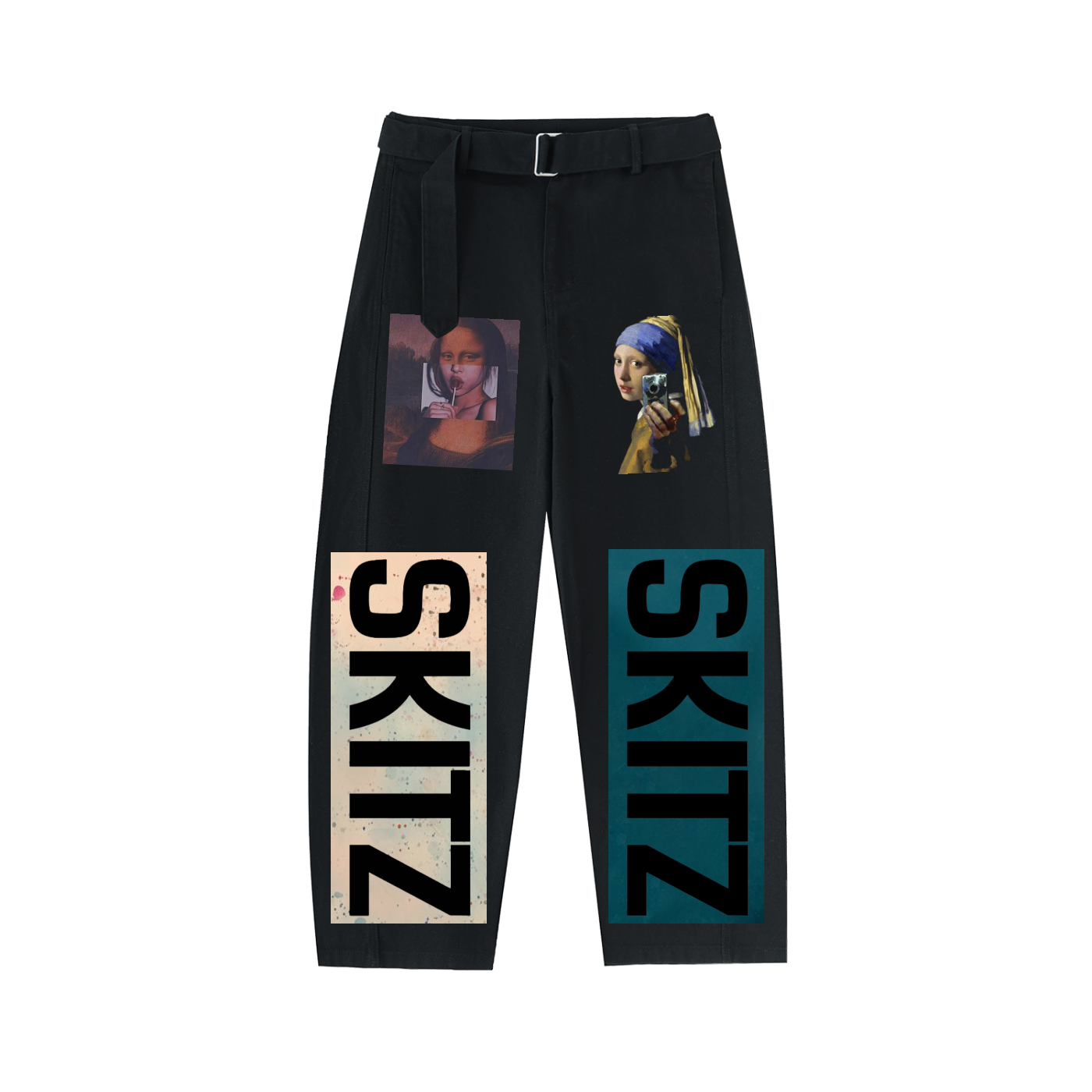 Belted Barrel-leg Chino Pants