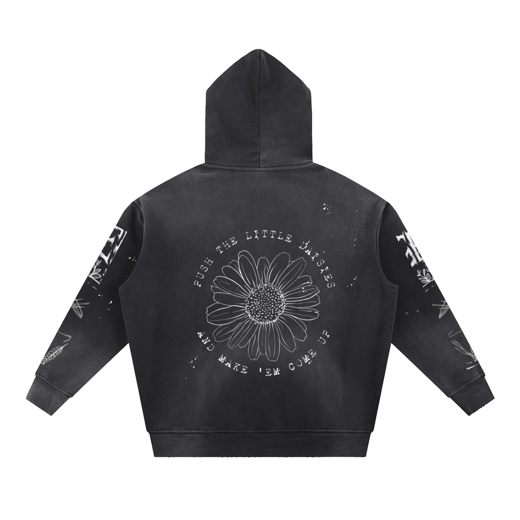 Vintage Washed Frayed Fleece Hoodie