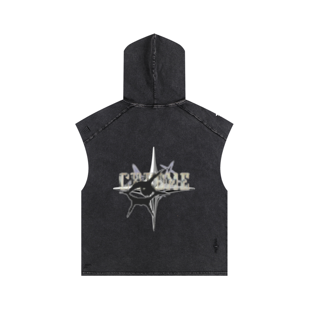 Snow Washed Boxy Hooded Tank Top